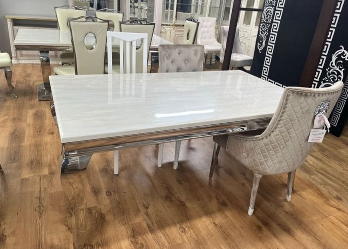 Marble Kitchen Dining Table With 6 Chairs
