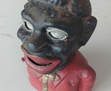 Piggy Bank Cast Iron Jolly Man negro Money Box