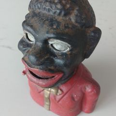 Piggy Bank Cast Iron Jolly Man negro Money Box