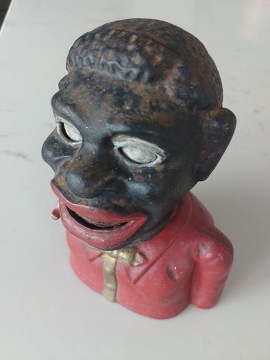Piggy Bank Cast Iron Jolly Man negro Money Box