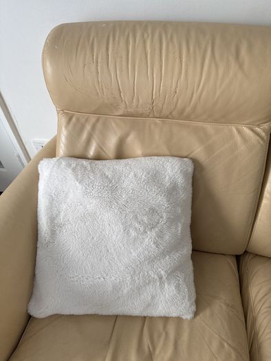 Free - Leather recliner sofa in cream-available end April