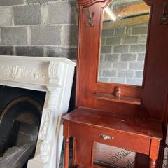 wooden cabinet and mirror