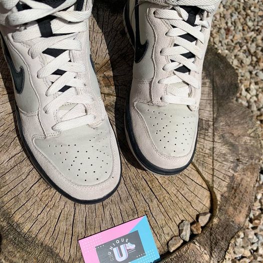Retro Nike Dunk High Suede Light Bone Black