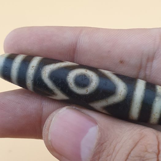 Vintage Antique inspired Himalayan Tibetan 3 Eyes Agate Gemstone Bead Amulet Pendant