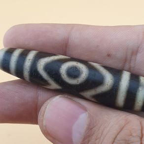 Vintage Antique inspired Himalayan Tibetan 3 Eyes Agate Gemstone Bead Amulet Pendant