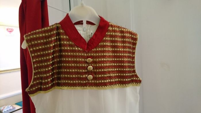Beautiful cream and red unusual dress