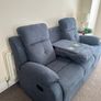 New Beige & Slate Grey Fabric Recliner Sofa Set Image 4