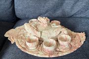 Vintage Oriental Onyx Tea Set With Tray