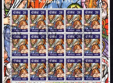 1996 Ireland Christmas Commemorative Stamp Sheetlet Fine Used with First Day Issue Cancel