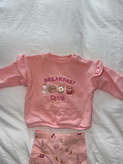 Fred & Flo Baby Girl Pink Breakfast Club 2-Piece Set - 3-6 months