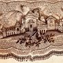 Antique Victorian R C and Co Syria Brown Transferware Large Serving Platter Image 3