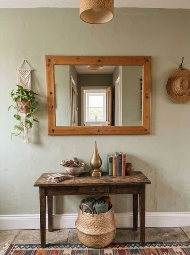 Rustic pine wall mirror