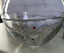 Vintage Crystal Romanian Basket Flower Bow Etching Hand Painted 7 Inches  Diameter