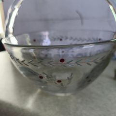 Vintage Crystal Romanian Basket Flower Bow Etching Hand Painted 7 Inches  Diameter