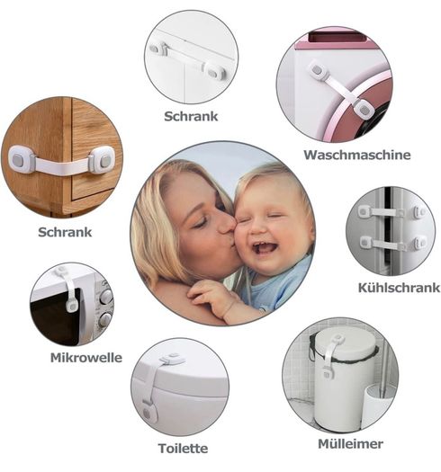 Premium Baby Cabinet Lock, Pack of 6 Child Safety for Cupboard, Drawers, Refrigerator, Toilet Seat with Strong Adhesive, No Drilling Required Cupboard Lock