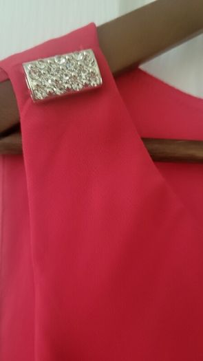 Plus size wedding  guest  dress in coral .