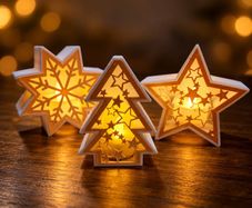 Christmas Tea Light Lanterns, Tree, Star or Snowflake 3D