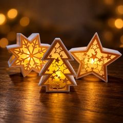 Christmas Tea Light Lanterns, Tree, Star or Snowflake 3D