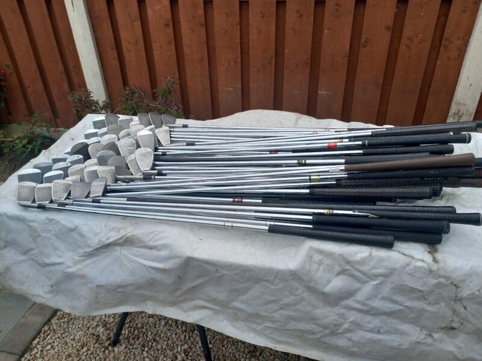 A selection of Golf clubs. Right handed clubs
