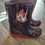 Girls Black Welly Boots Image 2