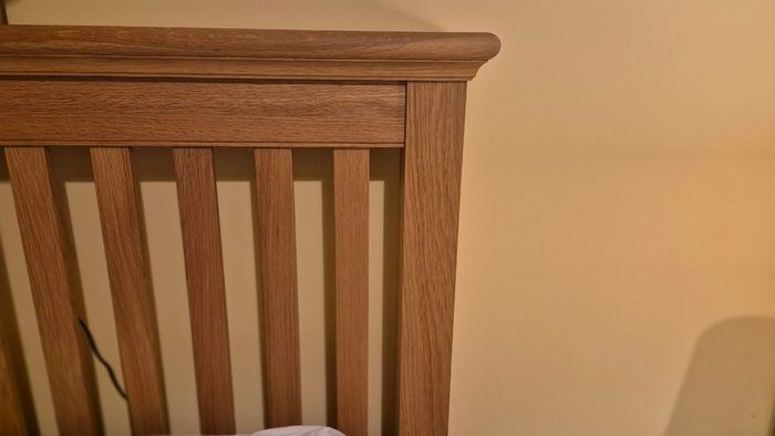 Solid oak double bed frame with matching bedside lockers