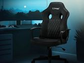 Gamers Chair  Computer Chair Office Racing  Gaming  Chair with Rocker Function, Black, Faux Leather, Ergonomic Office Chair with Armrest, Swivel Chair, Height Adjustable,