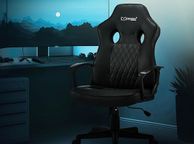 main image for ad Gamers Chair  Computer Chair Office Racing  Gaming  Chair with Rocker Function, Black, Faux Leather, Ergonomic Office Chair with Armrest, Swivel Chair, Height Adjustable,