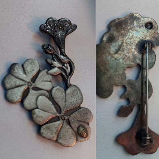 Vintage pewter brooch