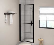 Shower Door Tempered Glass 81x195 cm Black