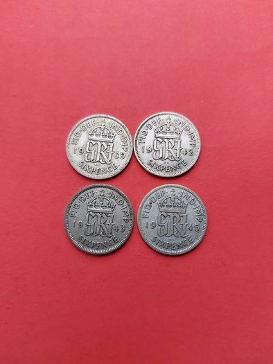 4 x Sixpence .500 silver 1939/42/43/45