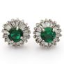 925 Sterling Silver Green Glass & Cubic Zirconia Stud Earrings Image 3