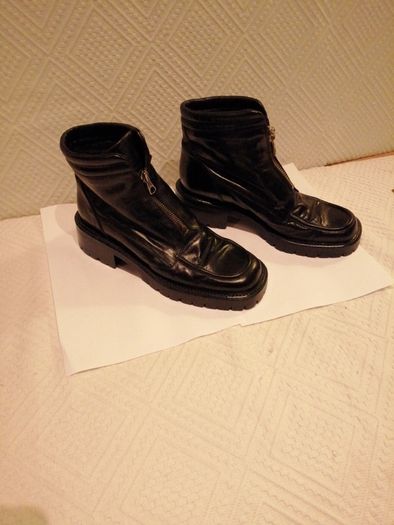 Roby & Pier Black Leather Chunky Boots Size 39/6