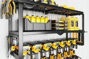 Power Tool Organizer Wall Mount - 150Lbs Load 3 Layers Storage Rack with 7 Drill Holders for Drills Cordless Tools. Heavy Duty Iron Garage Tool Organizer Storage for Workshop Shed Pegboard Basement