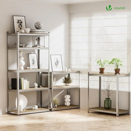 5-Tier Heavy Duty Shelving Units, Set of 2 Metal Storage Racking for Garage, Shed, Workshop & Warehouse, Freestanding Shelves, Load Capacity 875kg, 180 x 90 x 40 cm
