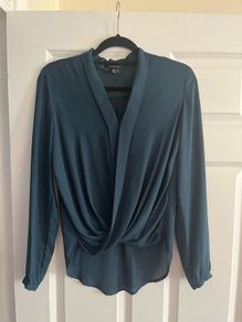 V-neck green blouse