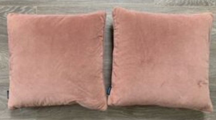 Paoletti Pair Feather Filled Square Cushion 45cm - Dusty Pink & Navy