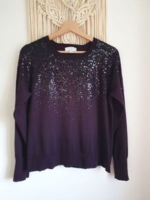 The White Company Sequin Wool/ Cotton Knitted Jumper Size Uk 12