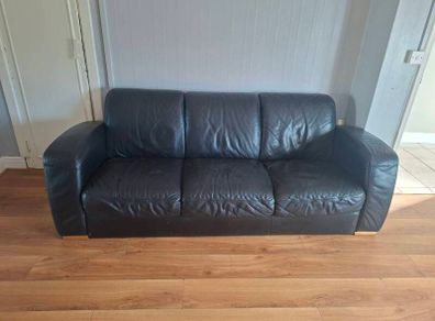 FREE - Natuzzi Black Leather 3 Seat Sofa
