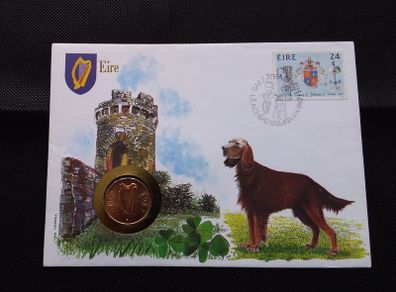Ireland/United Nations : 1987 First Day 2p Coin and Stamp Cover - United Nations Cancel On The Reverse .