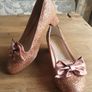 Stunning New Girls Monsoon Pink Glitter Bow Shoes Image 3