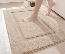MULTIPLE SIZES AVAILABLE 40 x 60 cm, Non Slip Bathroom Mat, Soft Microfiber and Super Absorbent Bath Mats for Bathroom, Machine-Washable Bathroom Rug, Beige
