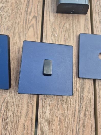 Navy blue socket and light switch