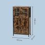 Industrial Storage Cabinet with Glass Doors Rustic Display Cabinet, Freestanding Cupboard for Living Room, Kitchen, Dining Room & Home Office Image 3