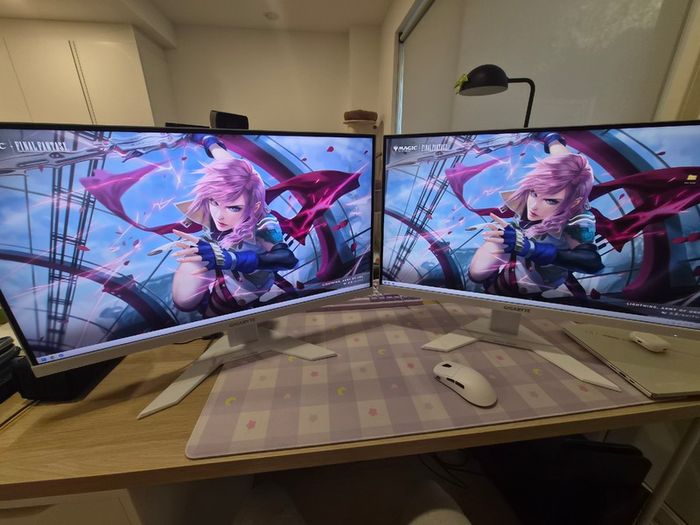 2x Gigabyte M27QA ICE 27" QHD 1440p IPS 180hz White Gaming Monitors w/ Built-in KVM