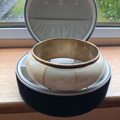 Costume bracelet,bone and brass bangle
