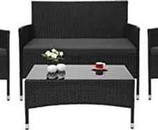 Rattan Garden Furniture Lounge Set with Cushions