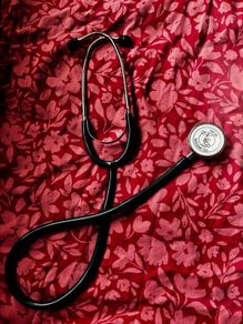 blood pressure cuff and stethoscope