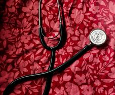 blood pressure cuff and stethoscope