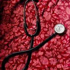 blood pressure cuff and stethoscope