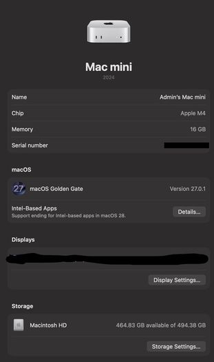 Mac mini (M4, 16gb RAM, 512gb SSD)